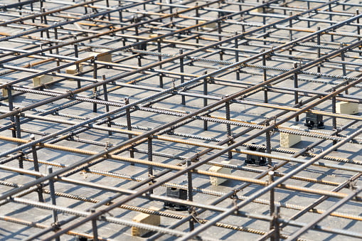 Reinforcement of the Foundation slab before pouring concrete.